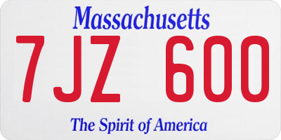 MA license plate 7JZ600