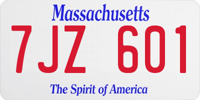 MA license plate 7JZ601
