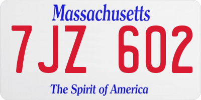 MA license plate 7JZ602