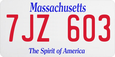 MA license plate 7JZ603