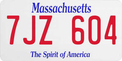 MA license plate 7JZ604