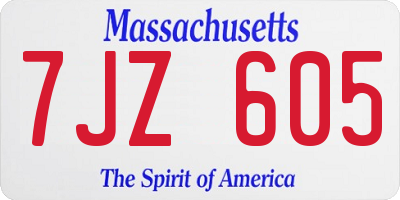 MA license plate 7JZ605