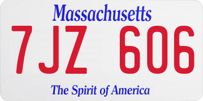 MA license plate 7JZ606