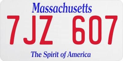 MA license plate 7JZ607