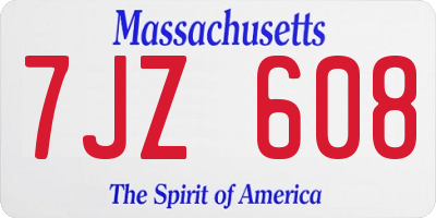 MA license plate 7JZ608