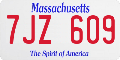 MA license plate 7JZ609