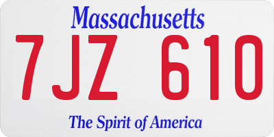 MA license plate 7JZ610