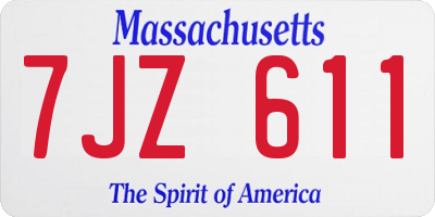 MA license plate 7JZ611