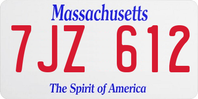MA license plate 7JZ612