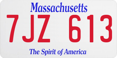 MA license plate 7JZ613