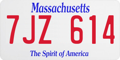 MA license plate 7JZ614