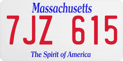MA license plate 7JZ615