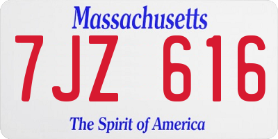 MA license plate 7JZ616