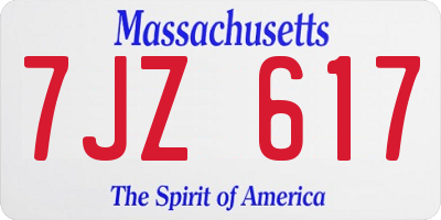 MA license plate 7JZ617