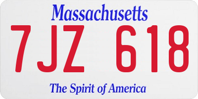 MA license plate 7JZ618