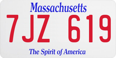 MA license plate 7JZ619