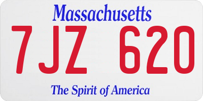 MA license plate 7JZ620
