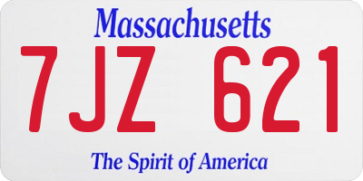 MA license plate 7JZ621