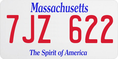 MA license plate 7JZ622