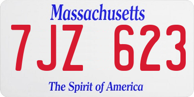 MA license plate 7JZ623