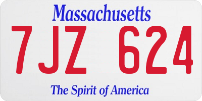 MA license plate 7JZ624