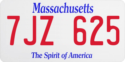 MA license plate 7JZ625