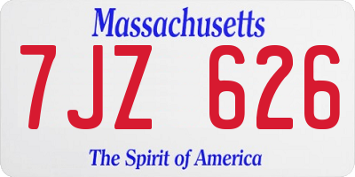 MA license plate 7JZ626