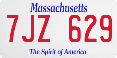 MA license plate 7JZ629
