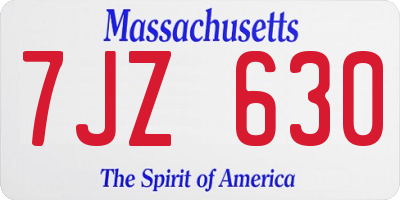 MA license plate 7JZ630