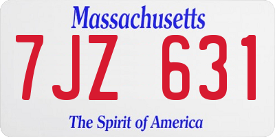 MA license plate 7JZ631