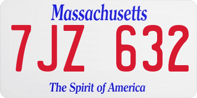 MA license plate 7JZ632