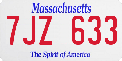 MA license plate 7JZ633