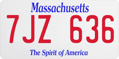 MA license plate 7JZ636