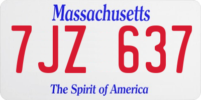 MA license plate 7JZ637