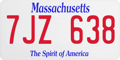 MA license plate 7JZ638