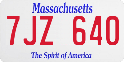 MA license plate 7JZ640
