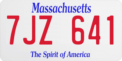 MA license plate 7JZ641