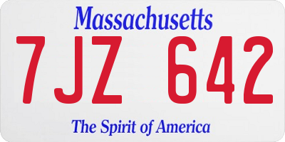 MA license plate 7JZ642