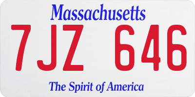 MA license plate 7JZ646