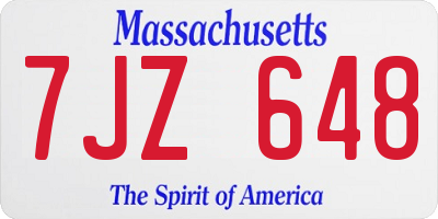 MA license plate 7JZ648