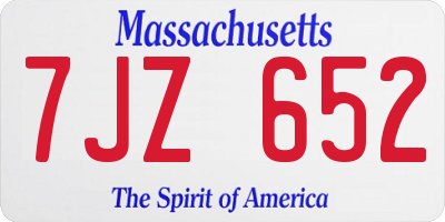 MA license plate 7JZ652