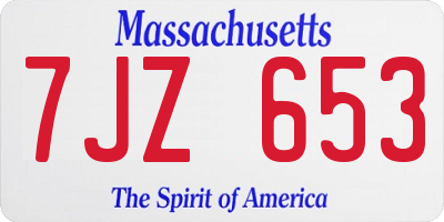 MA license plate 7JZ653
