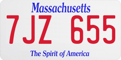 MA license plate 7JZ655