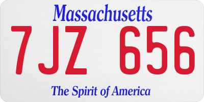 MA license plate 7JZ656