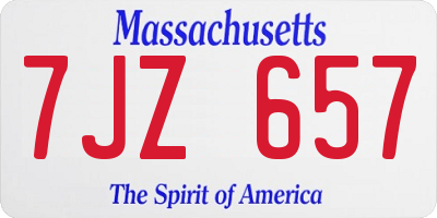 MA license plate 7JZ657