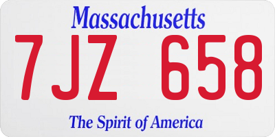 MA license plate 7JZ658