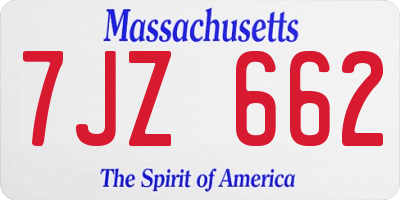 MA license plate 7JZ662