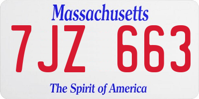 MA license plate 7JZ663