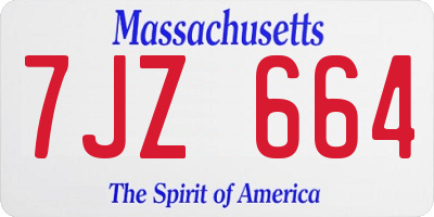 MA license plate 7JZ664