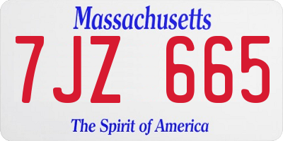 MA license plate 7JZ665